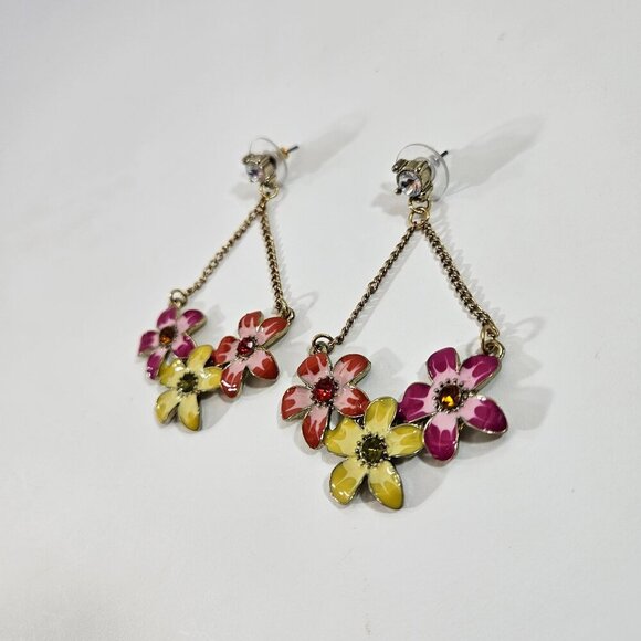Betsey Johnson vintage flower dangle earrings - Picture 2 of 4